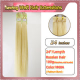 24'' Sewing Weft Hair Extensions  2 Strips Standard Full Head  (Blond）