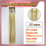 22'' Sewing Weft Hair Extensions  2 Strips Standard Full Head  (Blond）