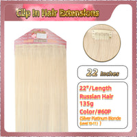 22'' Clip In Hair Extensions 3 Pieces 21 Clips Standard Full Head（Blonde）