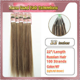 22" Nano Bead Hair Extensions 100 Stands Full Head (Blond）