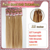 22" Nano Bead Hair Extensions 100 Stands Full Head (Blond）