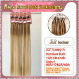 22" Nano Bead Hair Extensions 100 Stands Full Head (Blond）