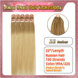 22" Nano Bead Hair Extensions 100 Stands Full Head (Blonde）
