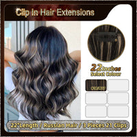 22'' Russian Hair On Darker Range Clip In Hair Extensions 3 Pieces 21 Clips Standard Full Head  25/29