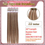 22''  Skin Tape Hair Extensions  40 PCs  Standard Full Head (Blond）
