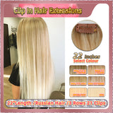 22'' Clip In Hair Extensions 3 Rows 21 Clips Standard Full Head（Blond）
