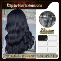 22'' Russian Hair On Darker Range Clip In Hair Extensions 3 Pieces 21 Clips Standard Full Head  27
