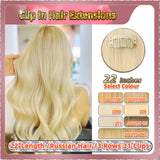 22'' Clip In Hair Extensions 3 Rows 21 Clips Standard Full Head（Blonde）