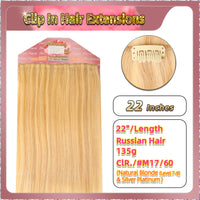 22'' Clip In Hair Extensions 3 Pieces 21 Clips Standard Full Head（Blonde）