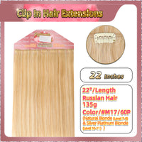 22'' Clip In Hair Extensions 3 Pieces 21 Clips Standard Full Head（Blonde）