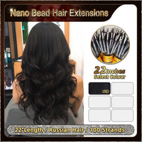 22'' Russian Hair On Darker Range Nano Bead Hair Extensions  100 Strands Standard Full Head  25