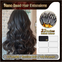 22'' Russian Hair On Darker Range Nano Bead Hair Extensions  100 Strands Standard Full Head  27