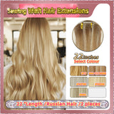 22'' Sewing Weft Hair Extensions  2 Strips Standard Full Head  (Blond）