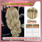 22'' Sewing Weft Hair Extensions  2 Strips Standard Full Head  (Blond）