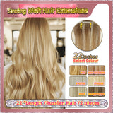 22'' Sewing Weft Hair Extensions  2 Strips Standard Full Head  (Blond）