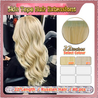 22'' Russian Hair On Blonde Range Skin Tape Hair Extensions  40 PCs  Standard Full Head  28
