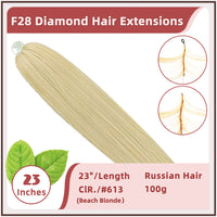 23 Inches ( 58cm ) 100g Russian Hair F28 Diamond Feather Tecknick Hair Extensions