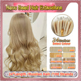 24" Nano Bead Hair Extensions 100 Stands Full Head (Blond）