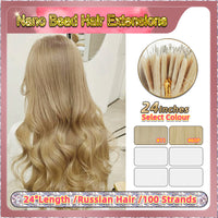 24'' Russian Hair On Blonde Range Nano Bead Hair Extensions 100 Strands Standard Full Head  28