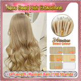 24" Nano Bead Hair Extensions 100 Stands Full Head (Blonde）