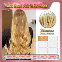 24'' Russian Hair On Blonde Range Nano Bead Hair Extensions Standard Full Head  29