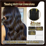 24’’ Sewing Weft Hair Extensions  2 Strips Standard Full Head