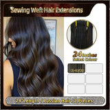 24’’ Sewing Weft Hair Extensions  2 Strips Standard Full Head
