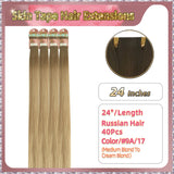 24''  Skin Tape Hair Extensions  40 PCs  Standard Full Head (Blond）