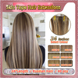 24''  Skin Tape Hair Extensions  40 PCs  Standard Full Head (Blond）