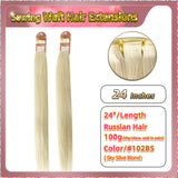 24'' Sewing Weft Hair Extensions  2 Strips Standard Full Head  (Blond）