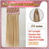 24" Nano Bead Hair Extensions 100 Stands Full Head (Blond）