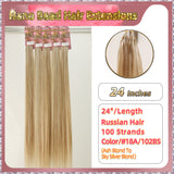 24" Nano Bead Hair Extensions 100 Stands Full Head (Blond）
