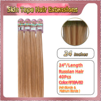 24''  Skin Tape Hair Extensions  40 PCs  Standard Full Head (Blonde）