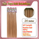 24''  Skin Tape Hair Extensions  40 PCs  Standard Full Head (Blonde）
