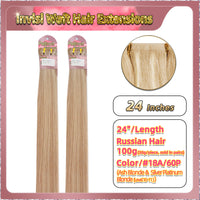 24'' Invisi Weft Hair Extensions  2 Strips Standard Full Head  (Blonde）