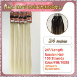 24" Nano Bead Hair Extensions 100 Stands Full Head (Blond）