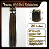 24’’ Sewing Weft Hair Extensions  2 Strips Standard Full Head