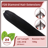 24 Inches ( 60cm ) 100g European Hair F28 Diamond Feather Tecknick Hair Extensions