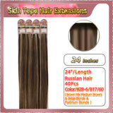 24''  Skin Tape Hair Extensions  40 PCs  Standard Full Head (Blonde）