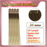 24''  Skin Tape Hair Extensions  40 PCs  Standard Full Head (Blonde）