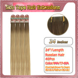 24''  Skin Tape Hair Extensions  40 PCs  Standard Full Head (Blonde）