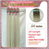 24''  Skin Tape Hair Extensions  40 PCs  Standard Full Head (Blond）