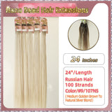 24" Nano Bead Hair Extensions 100 Stands Full Head (Blond）