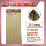 24" Nano Bead Hair Extensions 100 Stands Full Head (Blonde）