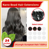 24" 100 Strands European Hair Nano Bead Hair Extensions