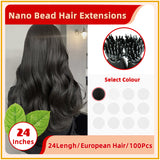 24'' (60cm) Nano Bead Hair Extensions 100 Strands #Natural