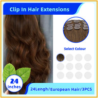 24" 3PCS Invisiable 21 Stainless Steel European Hair Clip In Hair Extensions