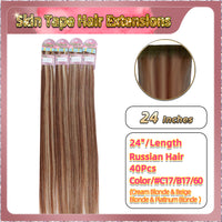 24''  Skin Tape Hair Extensions  40 PCs  Standard Full Head (Blonde）