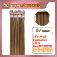 24''  Skin Tape Hair Extensions  40 PCs  Standard Full Head (Blonde）