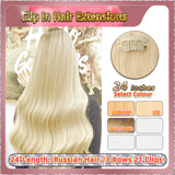 24'' Clip In Hair Extensions 3 Rows 21 Clips Standard Full Head（Blonde）